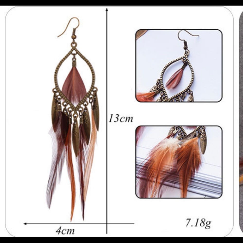 🎉HP🎉🌺SALE🛍unique bronze leaf feather earrings - Picture 7 of 8
